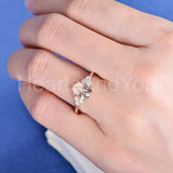 2ct Oval Cut Simulated Morganite Solitaire Round Accent Ring 14k RoseGold Plated
