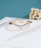 0.3ct Round Cut Moissanite Curved Women Wedding Band 14k Rose Gold Plated