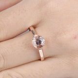 1.2ct Round Cut Peach Morganite Engagement Ring Solitaire 14k Rose Gold Finish