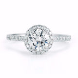 1.7ct Round Cut Diamond Engagement Ring 14k White Gold Finish Halo Solitaire