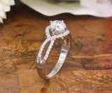 Split Shank Promise Engagement Ring 1.6ct Round Cut Diamond 18k WhiteGold Finish
