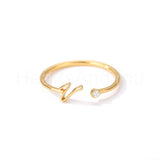 0.1ct Round Cut Moissanite Alphabet Engagement Ring 14k Yellow Gold Plated