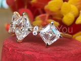 2.5ct Asscher Simulated Diamond Three Stone Engagement Ring 14k WhiteGold Plated