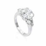 4Ct Round Cut Diamond Pear Accents Engagement Trilogy Ring 14K White Gold Finish