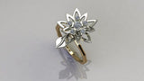 1ct Round Cut Diamond Bamboo Band Flower Leaf Unique Ring 14k Dual Tone Finish