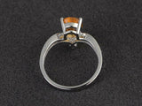 2.1ct Pear Cut Yellow Citrine Curved Stackable Design Ring 14k White Gold Finish