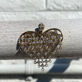 1ct Round Cut Moissanite Cluster Beart Pendant 14k Yellow Gold Plated NO CHAIN