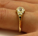 3Ct Round Cut Diamond Edwardian Vintage Engagement Ring 14K Yellow Gold Finish