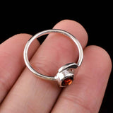 0.15ct Engagement Ring Round Cut Red Garnet Swirl Twist 14k White Gold Finish