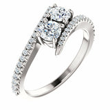 1.5ct Round Two Stone Infinity Solitaire Engagement Ring 10k Solid White Gold