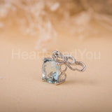 1ct Cushion Simulated Aquamarine Mother's Day Gift Pendant 14k White Gold Plated