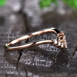 0.2ct Round Cut Moissanite Curved Minimalist Wedding Band 14k Yellow Gold Plated