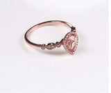 1.75ct Engagement Ring Pear Cut Peach Morganite Halo 14k Rose Gold Finish