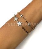 3ct Round Cut Moissanite Thin Dainty Star Charm Bracelet 14k White Gold Plated