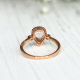 3Ct Pear Cut Peach Morganite Engagement Ring 18K Rose Gold Finish Diamond Halo