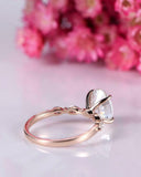 2ct Oval Cut Diamond Solitaire Ring 14k Rose Gold Finish with Marquise Accents