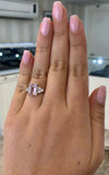 2.5ct Engagement Ring Emerald Peach Morganite Diamond Petite 14k White Gold Over