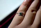 0.15ct Engagement Ring Round Cut Green Emerald Bypass 14k White Gold Finish
