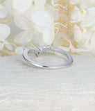 1ct Pear Cut Diamond Wedding Ring Band Curved Minimalist 14k White Gold Finish