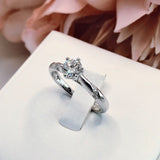 0.5ct Round Cut Moissanite Solitaire Round Accents Ring 14k White Gold Plated