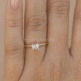 0.1ct Baguette Cut Simulated Diamond Toi Et Moi Ring 14k Yellow Gold Plated