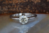 6 Prong Solitaire Engagement Ring 0.5ct Round Cut Diamond 14k White Gold Finish