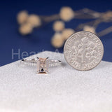 1.4ct Emerald Cut Simulated Peach Morganite Accented Ring 14k Rose Gold Plated