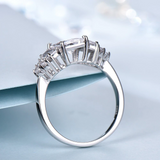 2.3ct Radiant Cut Diamond Trilogy Round Accents Ring 14k White Gold Finish