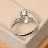 2.5ct Round Cut Blue Aquamarine Art Deco Split Shank Ring 14k White Gold Finish