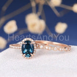 2.2ct Round Cut Simulated London Blue Topaz Halo Bridal Set 14k Rose Gold Plated