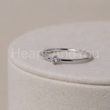 0.1ct Round Cut Moissanite Solitaire Minimalist Women Ring 14k White Gold Plated