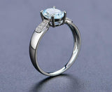 2.3ct Oval Cut Blue Aquamarine Diamond Accent Solitaire Ring 14k White Gold Over