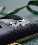 2.3ct Pear Cut Simulated Diamond Bridal Set Curved Crown 14k White Gold Plated