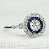 2.5ct Round Cut VVS1 Diamond Art Deco Floral Engagement Ring 14k White Gold Over