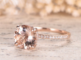 1.5ct Round Cut Morganite Engagement Ring Accents Solitaire 14k Rose Gold Finish