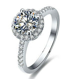 1.5ct Round Cut Diamond Solitaire Halo Engagement Ring 14k White Gold Finish
