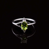 0.4ct Engagement Ring Oval Cut Peridot Stylish Split Shank 14k White Gold Finish