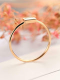 Bezel Set Minimalist Engagement Ring 0.4ct Baguette Diamond 14k Yellow Gold Over