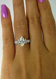 4.5ct Marquise Cut Diamond Milgrain Art Deco Engagement Ring 14K White Gold Over