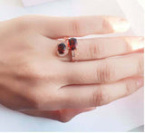 2.3ct Engagement Ring Oval Cut Red Garnet Bypass Halo 14k Yellow Gold Finish