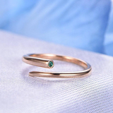 0.1ct Round Cut Green Emerald Engagement Ring Open Nail Bypass 14k RoseGold Over