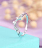 1ct Round Cut Diamond Wedding Band Unique Curved Stackable 14k White Gold Finish