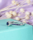2ct Round Cut Blue Sapphire Unique Rope Band Engagement Ring 14k White Gold Over