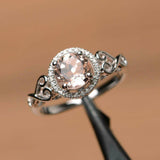 1.8ct Round Peach Morganite Promise Wedding Engagement Ring 14k WhiteGold Finish