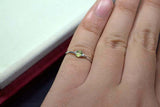 0.3ct Engagement Ring Oval Cut Peridot Trilogy Minimalist 14k White Gold Finish