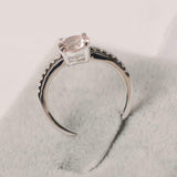 1.5ct Round Cut Morganite Solitaire with Round Accent Ring 14k White Gold Finish