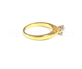 0.3ct Round Moissanite 4 Prong Solitaire Engagement Ring 14k Yellow Gold Plated