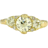 3Ct Round Cut Diamond Edwardian Vintage Engagement Ring 14K Yellow Gold Finish