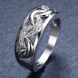 1.5ct Round Cut Diamond Engagement Ring 14k White Gold Finish Crescent Design