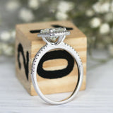 3Ct Cushion Cut DVVS1 Diamond Accents Halo Engagement Ring 14K White Gold Finish